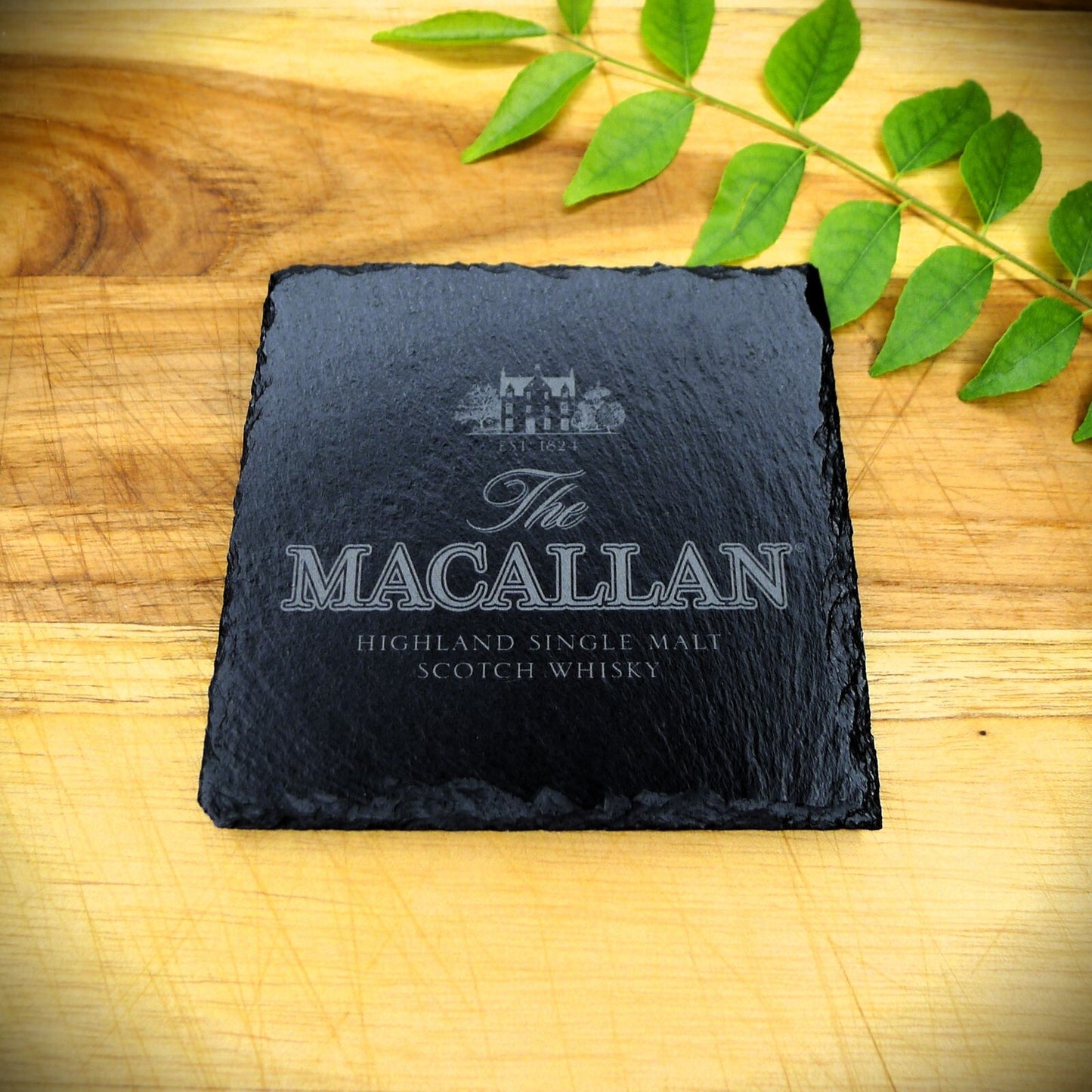 Macallan Whisky Slate Coaster Brand New Handcrafted Laser Engraved Square