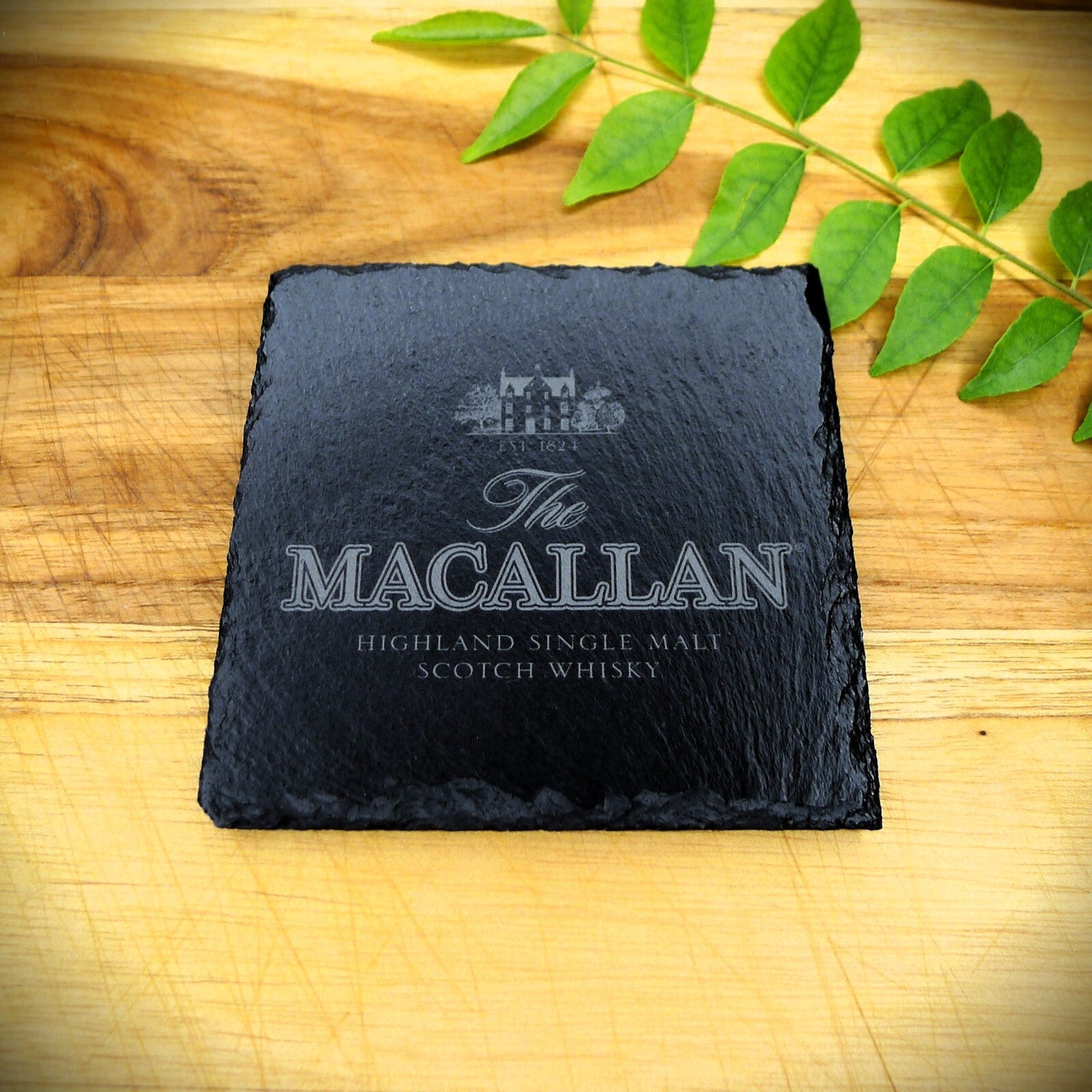Macallan Whisky Slate Coaster Brand New Handcrafted Laser Engraved Square