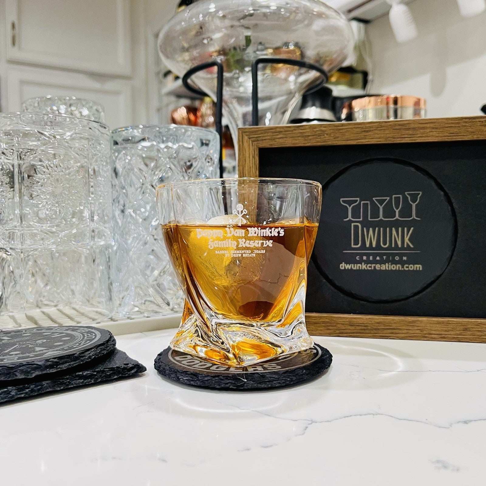 Custom Engraved Pappy Van Winkle's Family Reserve Twisted Whiskey Glass – 10 oz