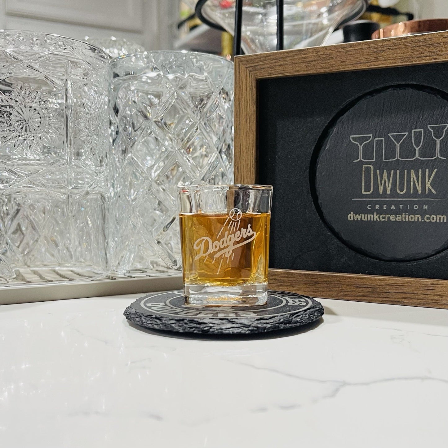 Custom Engraved Los Angeles Dodgers Shot Glass – 2.2 oz Square Shot Glass