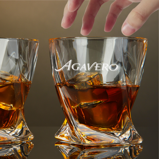 Custom Engraved Agavero Whiskey Glass – 10 oz Twisted Rocks Glass New