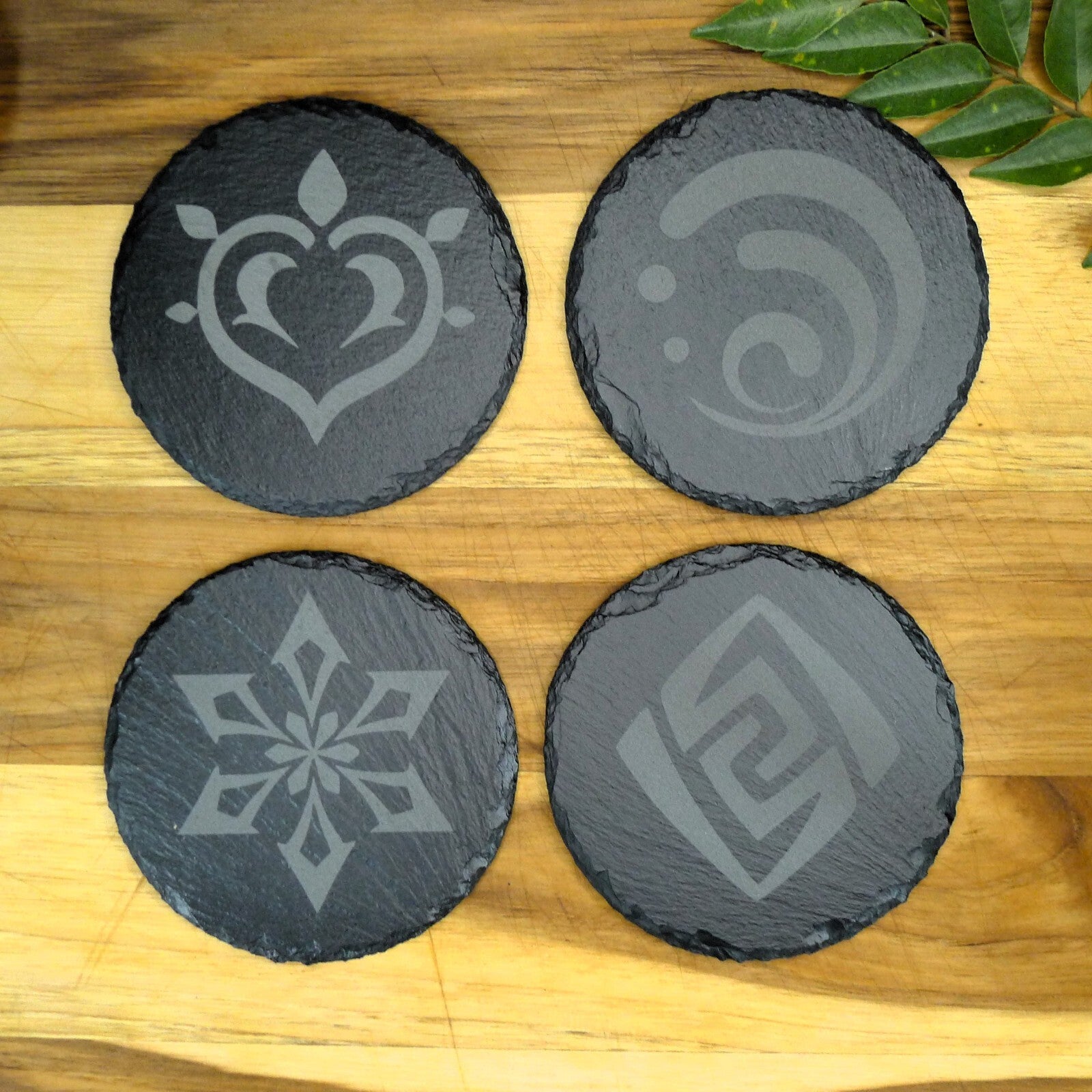 Genshin Impact Archon Slate Coaster Set of 8 Elemental Inspired Gaming Gear