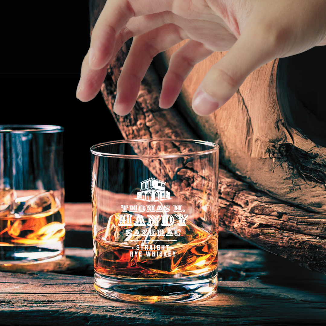 Custom Engraved Thomas H. Handy Sazerac Whiskey Glass – 7 oz Rocks Glass