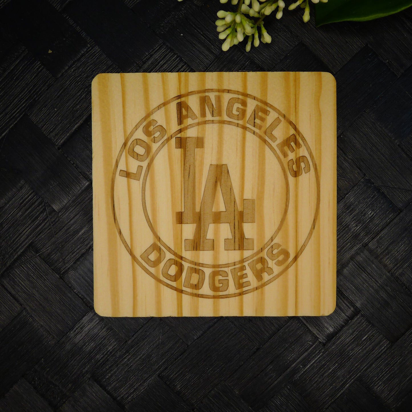 Los Angeles LA Dodgers Coaster Set MLB Brand New Laser Engraved Wood Hand Made 