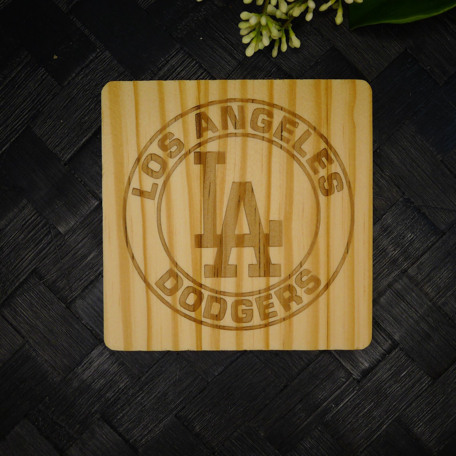 Los Angeles LA Dodgers Coaster Set MLB Brand New Laser Engraved Wood Hand Made 