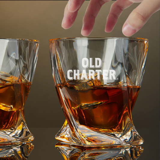 Custom Engraved Old Charter Whiskey Glass – 10 oz Twisted Rocks Glass