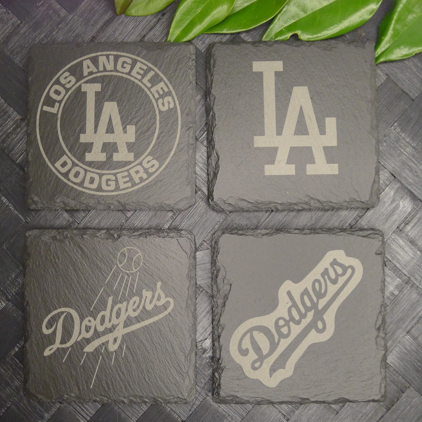 Los Angeles LA Dodgers Coaster Set MLB Brand New Laser Engraved Stone Hand Made