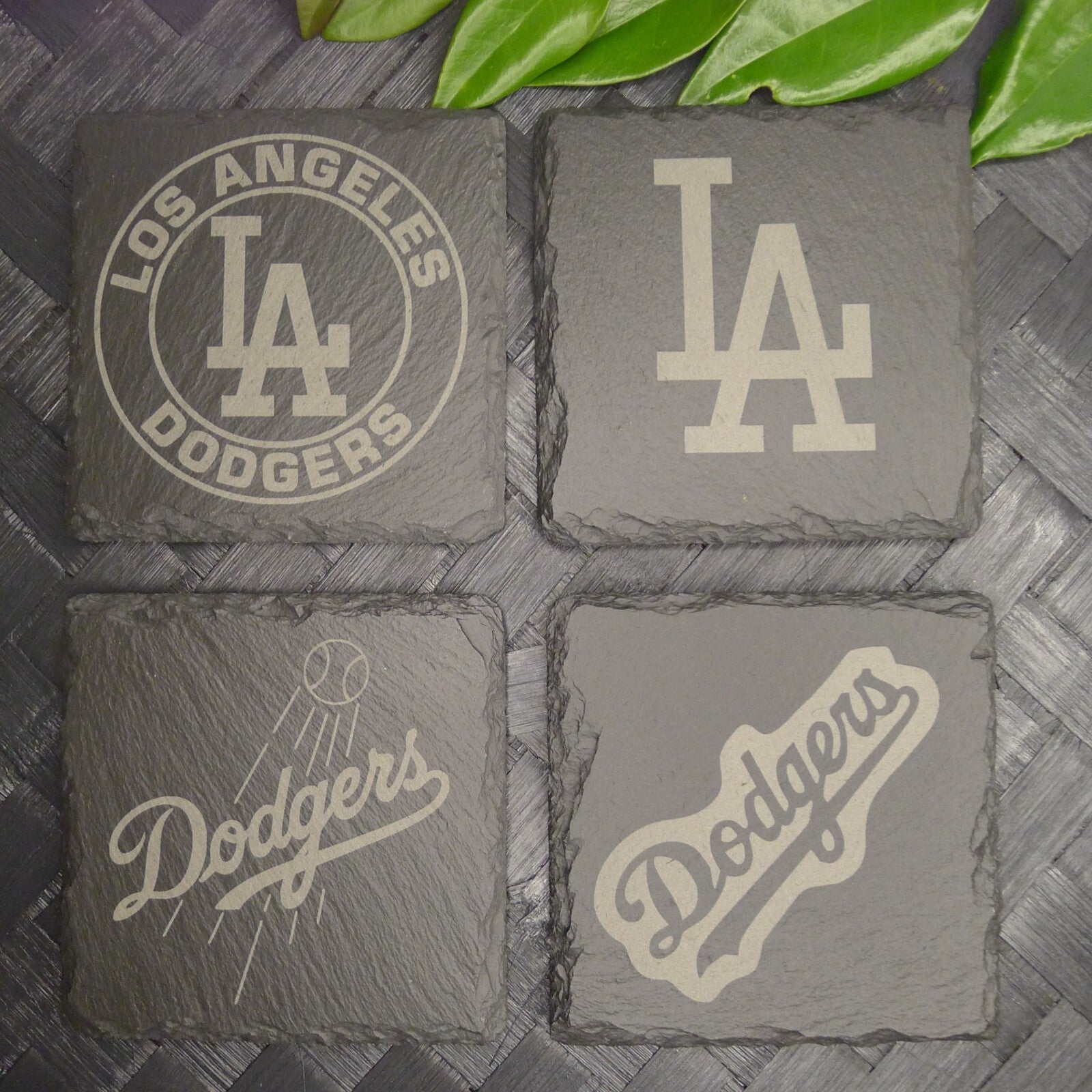 Los Angeles LA Dodgers Coaster Set MLB Brand New Laser Engraved Stone Hand Made