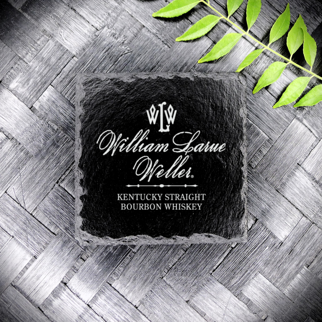 Brand New Handcrafted Laser Engraved William Larue Weller Square Slate Coaster