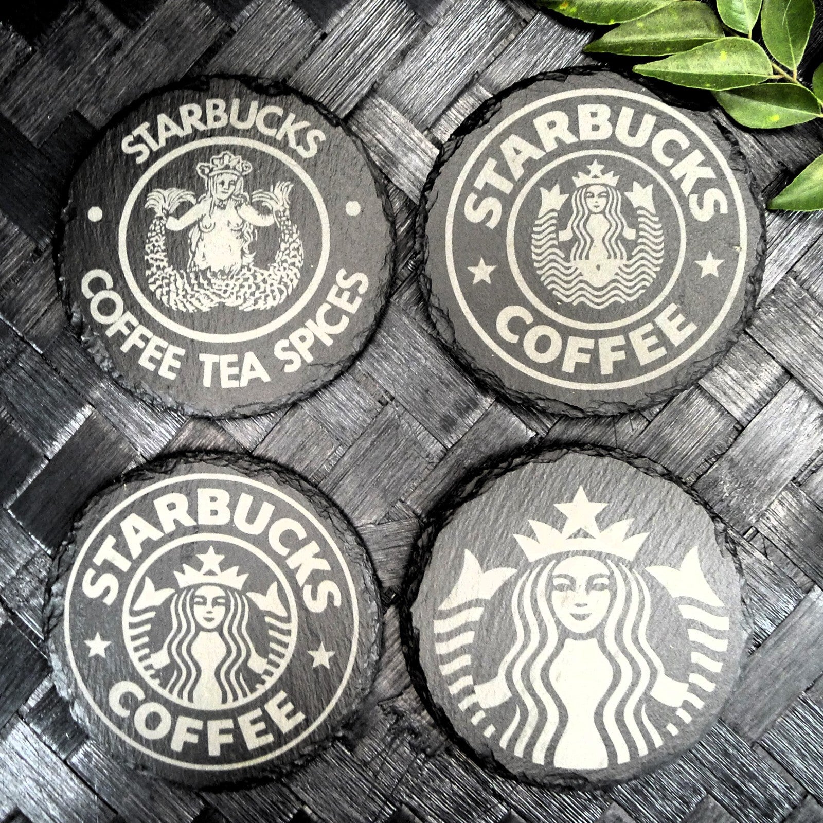 Starbucks Siren Slate Coaster Set - Brand New Laser Engraved Hand Made Fan Art