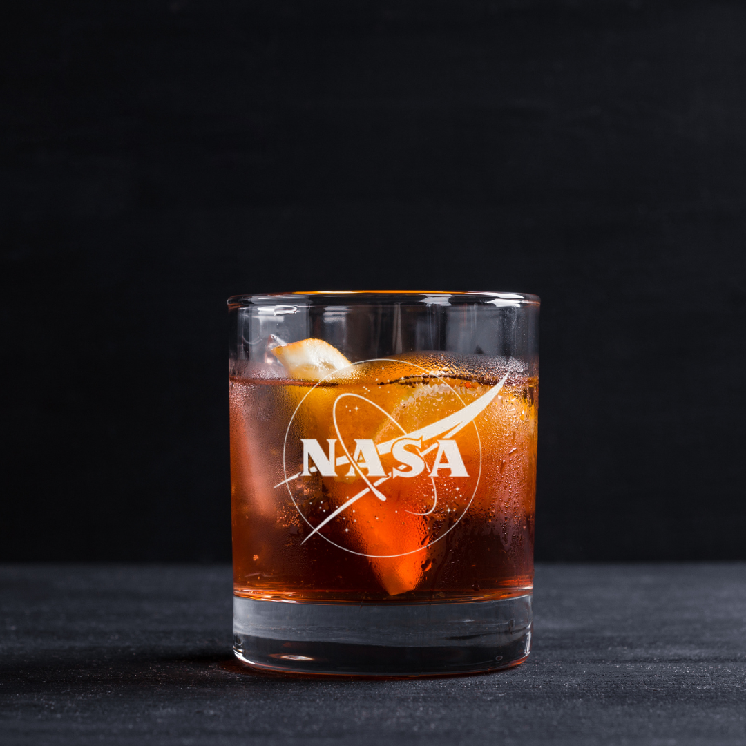 Custom Engraved NASA Style Whiskey Glass – 11 oz Standard Rocks Glass