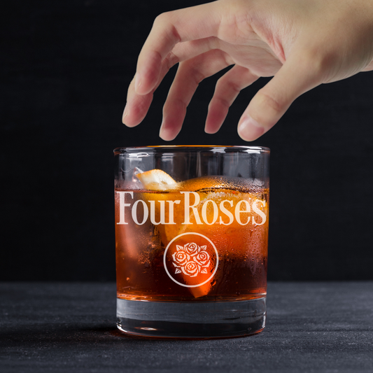 Custom Engraved Four Roses Whiskey Glass – 11 oz Standard Rocks Glass NEW