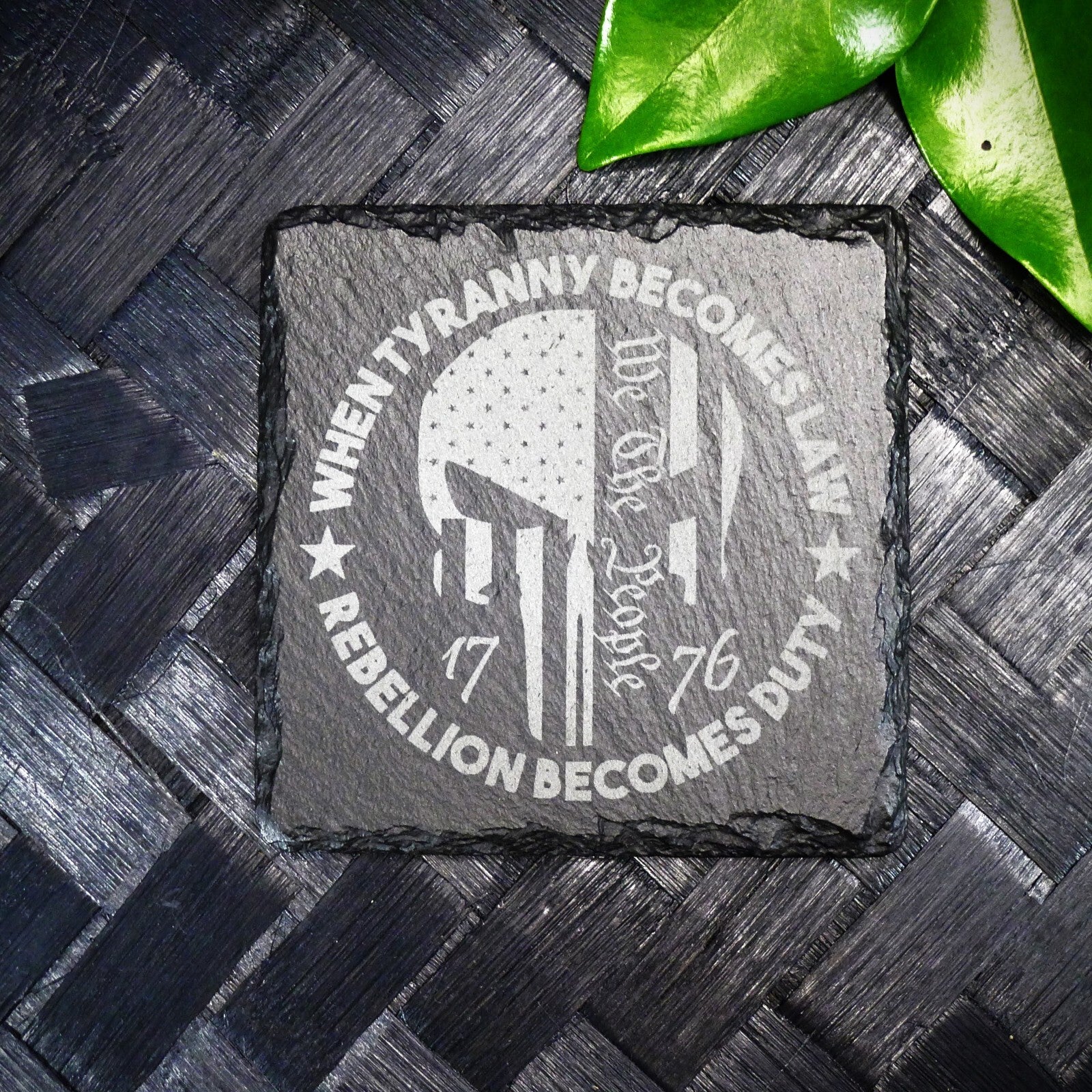 Patriotic 1776 America Flag Slate Coaster Set Brand New Hand Made Laser Engraved