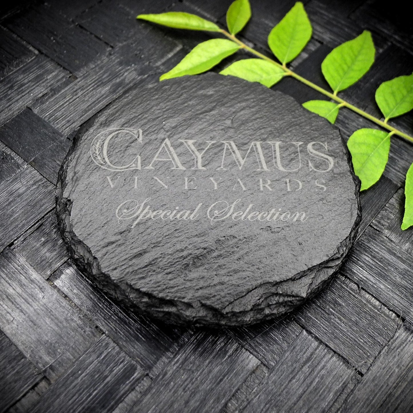 Caymus Vineyards Slate Coaster Brand New Handcrafted Laser Engraved Round