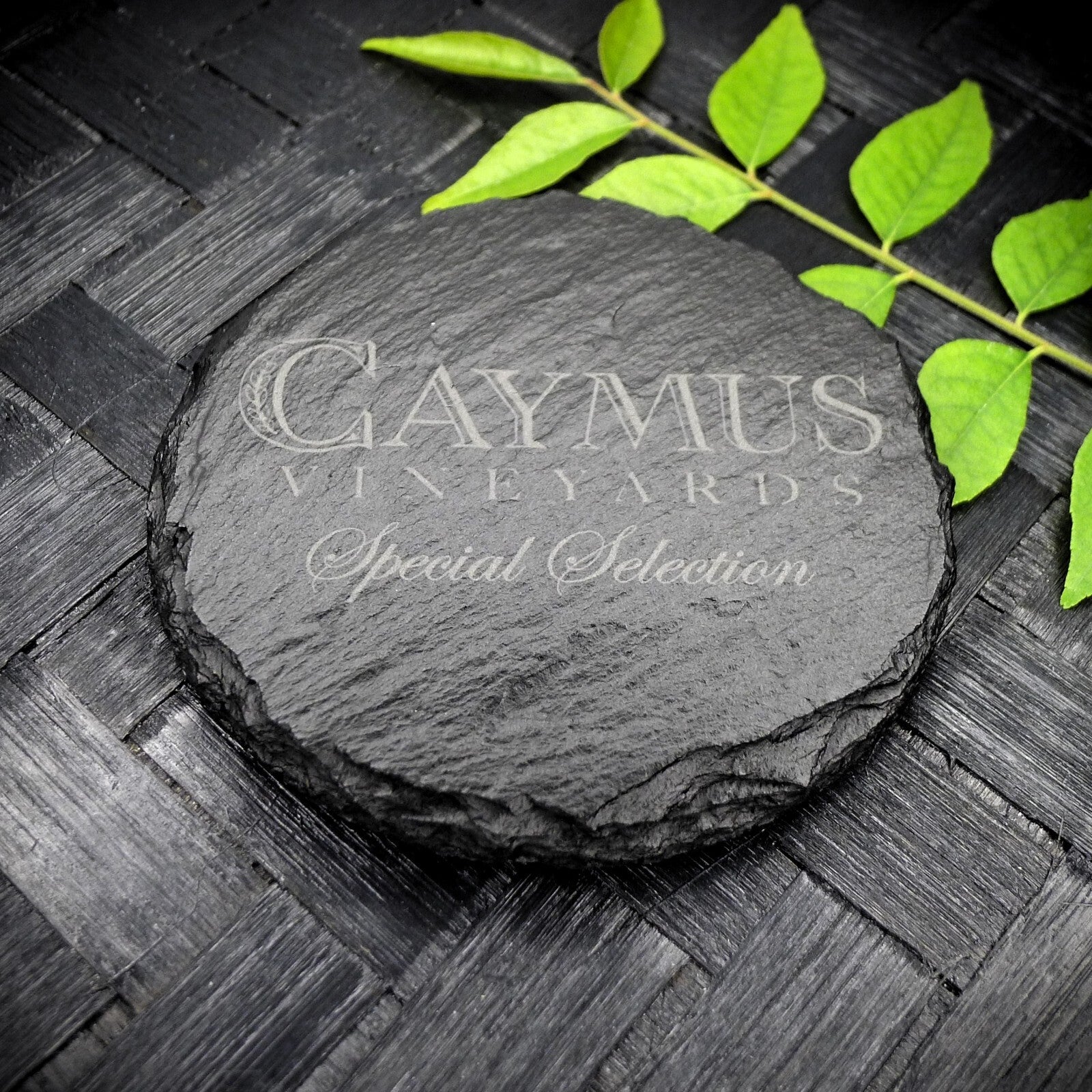 Caymus Vineyards Slate Coaster Brand New Handcrafted Laser Engraved Round