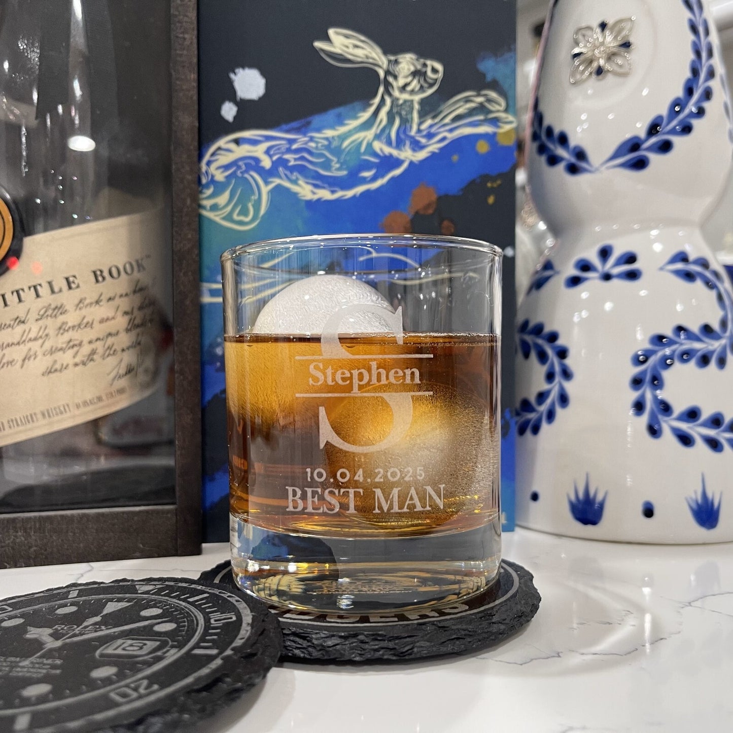 Custom Engraved Whiskey Glass 11 oz Personalized Gift Bourbon Scotch Cocktail