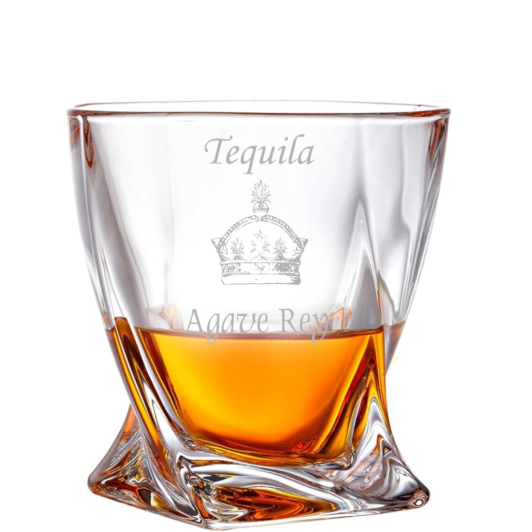 Custom Engraved Agave Rey Whiskey Glass – 10 oz Twisted Rocks Glass New