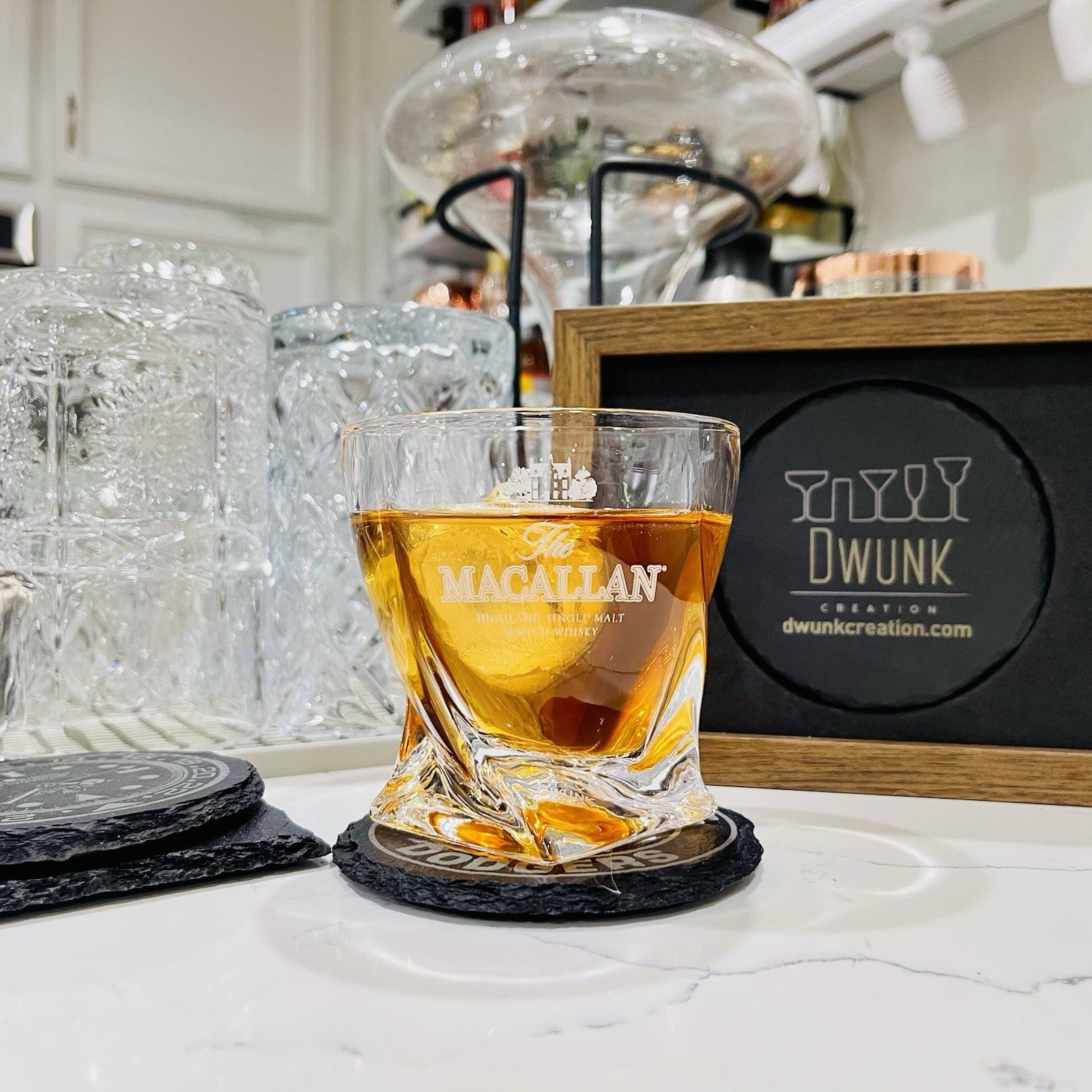 Custom Engraved The Macallan Single Malt Whiskey Glass 10 oz Twisted Rock Glass
