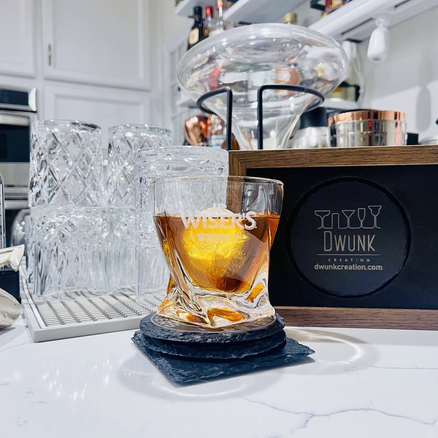 Custom Engraved JP Wiser's Whiskey Glass – 10 oz Twisted Rocks Glass