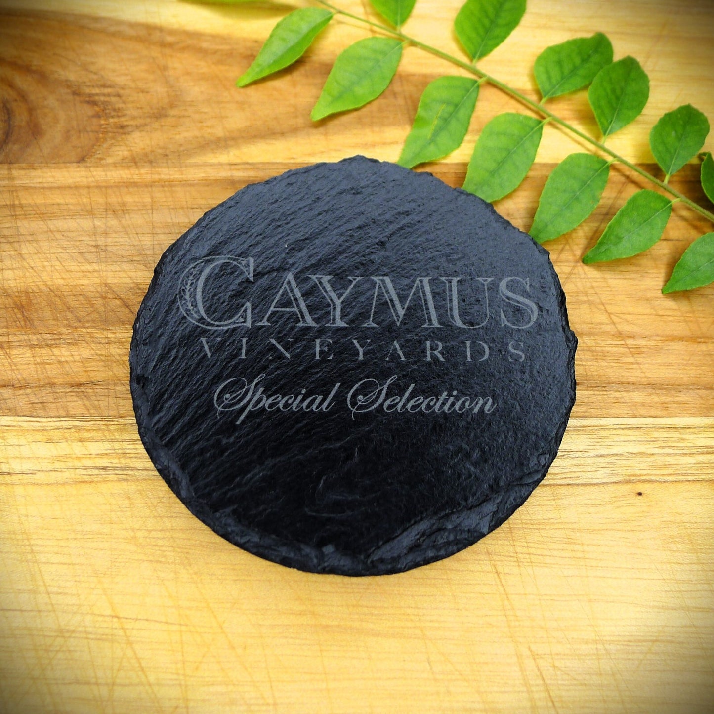 Caymus Vineyards Slate Coaster Brand New Handcrafted Laser Engraved Round