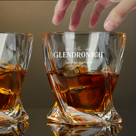 Custom Engraved Glendronach Whiskey Glass – 10 oz Twisted Rocks Glass