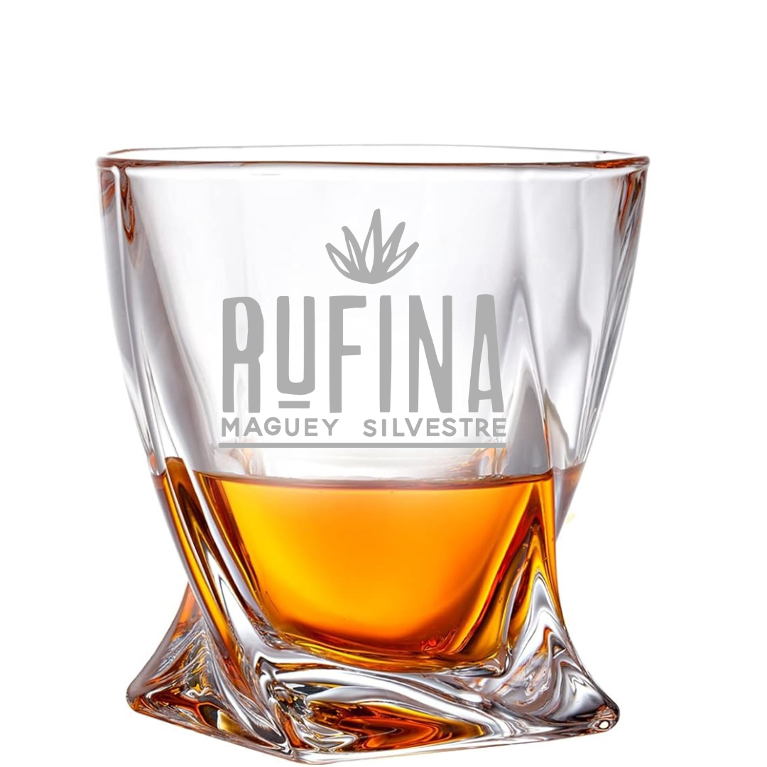Custom Engraved Rufina Whiskey Glass – 10 oz Twisted Rocks Glass New