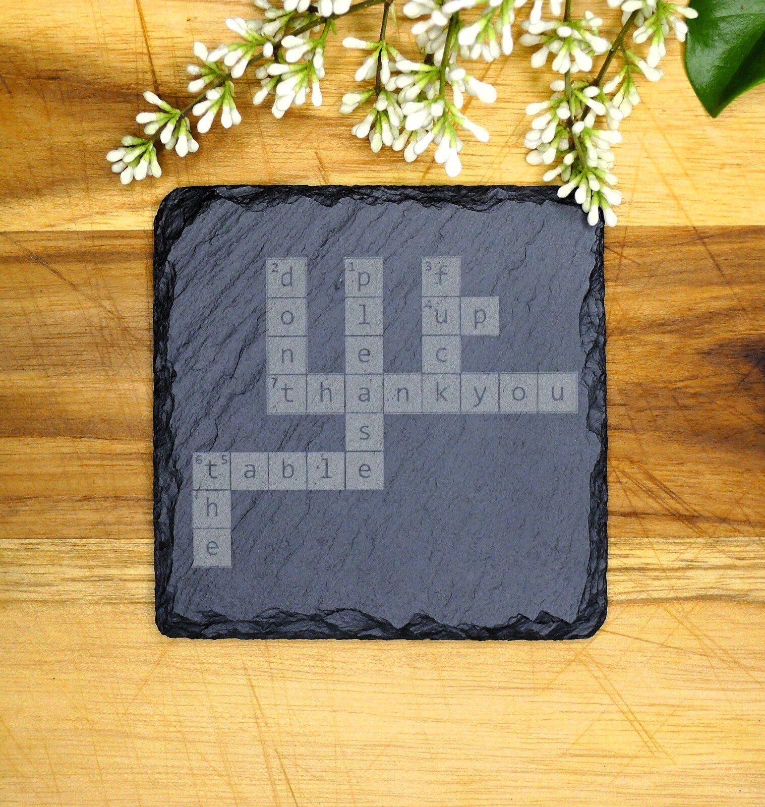 Don't F up the Table Crossword Puzzle Slate Coaster Brand New Hand Made Unique