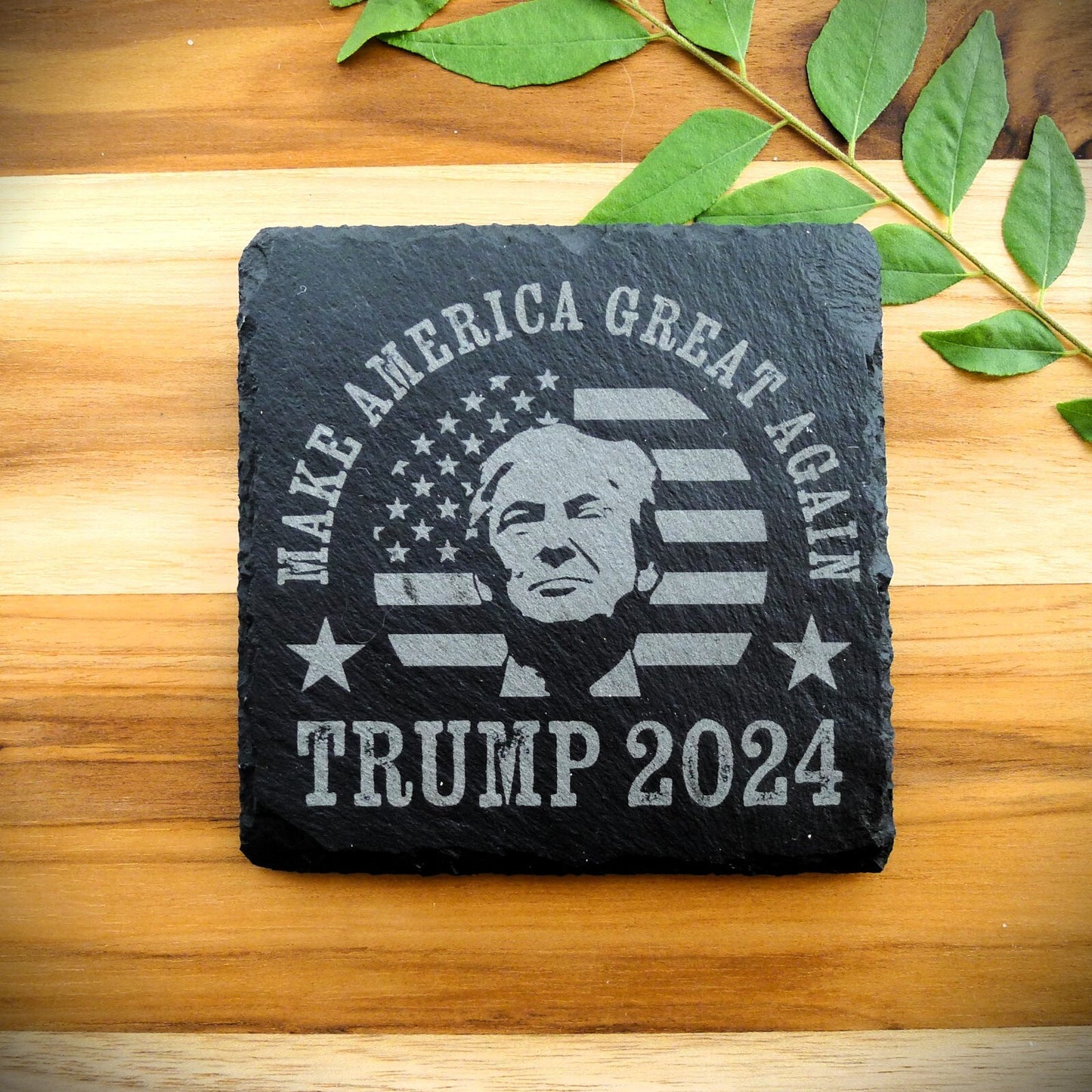 Trump 2024 MAKE AMERICA GREAT Slate Coaster Patriotic Home Decor MAGA 