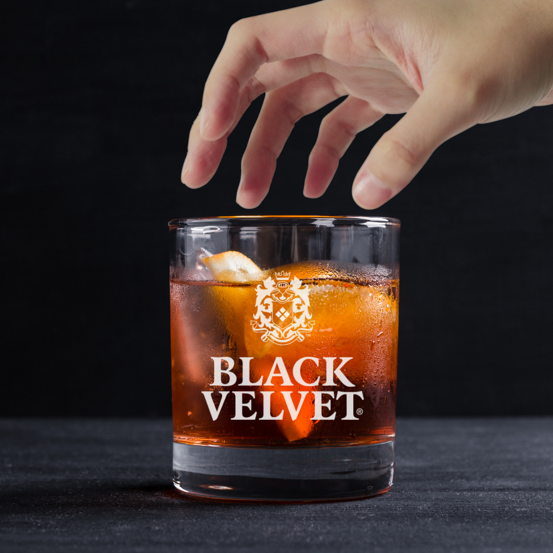 Custom Engraved Black Velvet Whiskey Glass – 11 oz Standard Rocks Glass