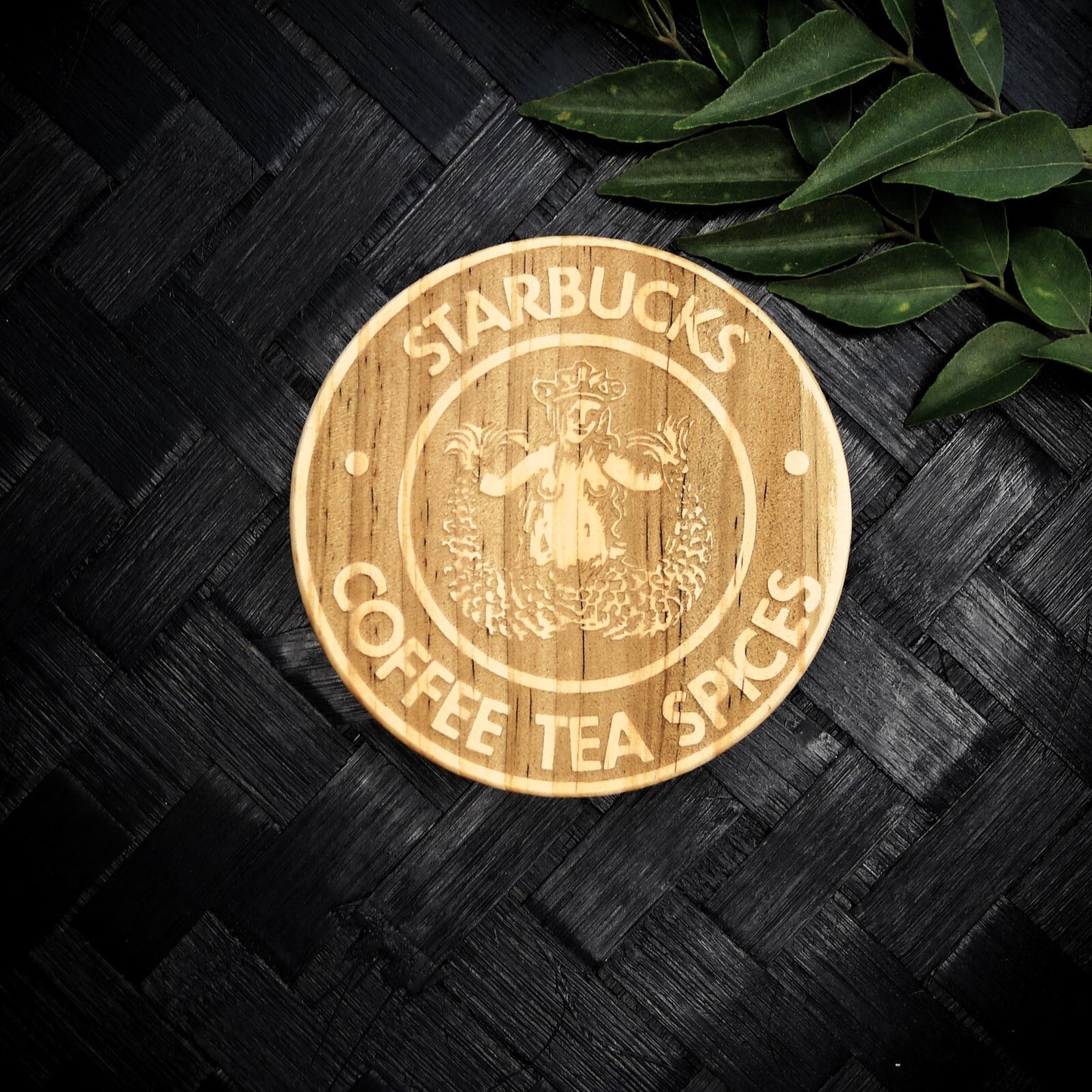 Starbucks Siren Coaster Set - Brand New Hand Made Laser Engraved Rustic Fan Art