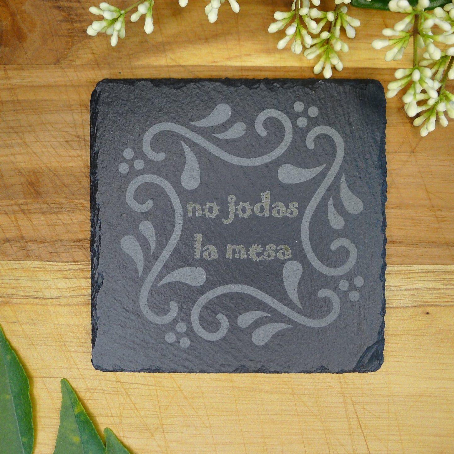 No Jodas La Mesa  juego de posavasos de pizarra Square Slate Coaster 4 pcs Set