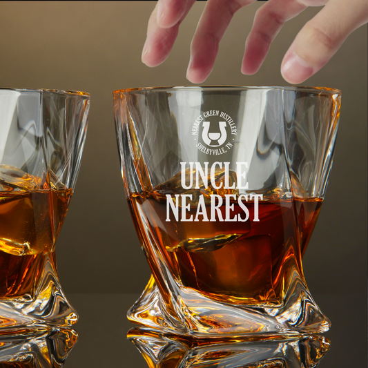 Custom Engraved Uncle Nearest Whiskey Glass – 10 oz Twisted Rocks Glass