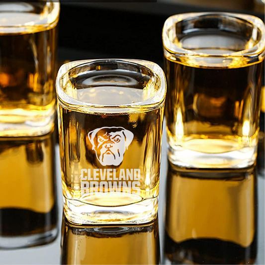Custom Engraved Cleveland Browns Shot Glass – 2.2 oz Square Shot Glass