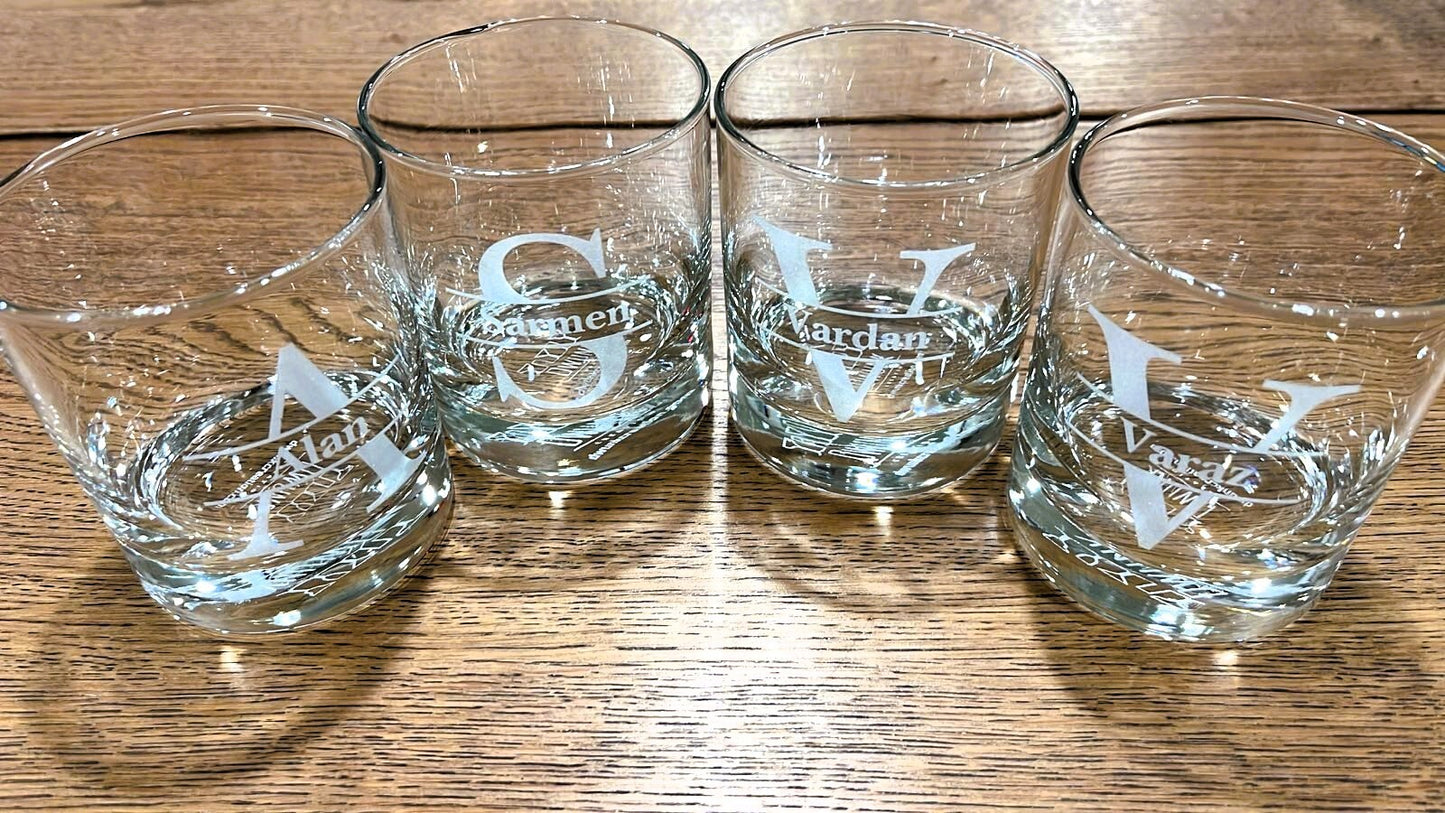 Custom Engraved Whiskey Glass 11 oz Personalized Gift Bourbon Scotch Cocktail