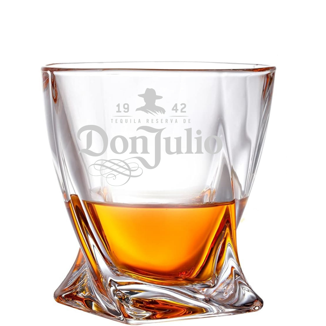 Custom Engraved Don Julio Twisted Whiskey Glass – 10 oz Rocks Glass New