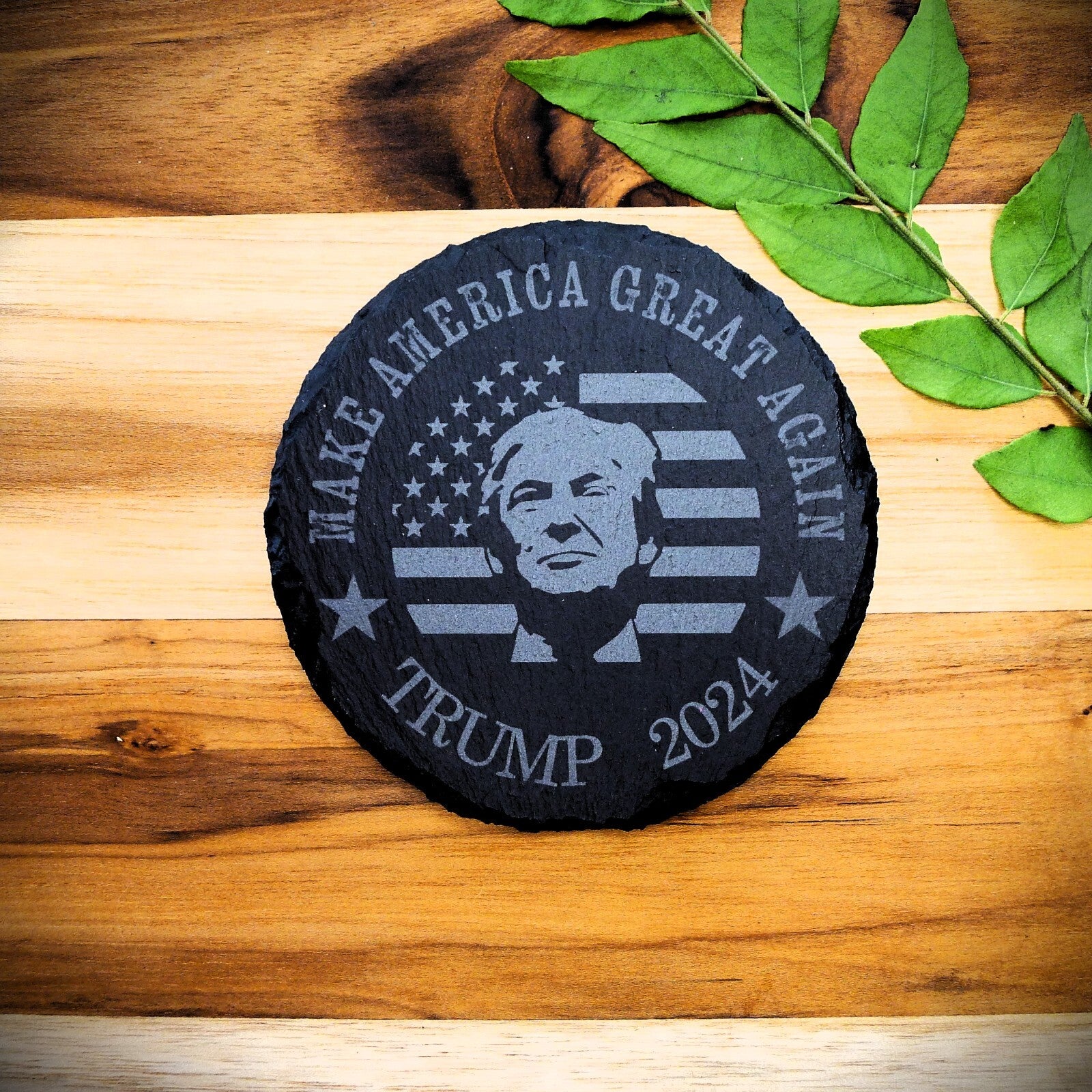 Trump 2024 MAKE AMERICA GREAT Slate Coasters Custom Home Decor MAGA Patriot Gift