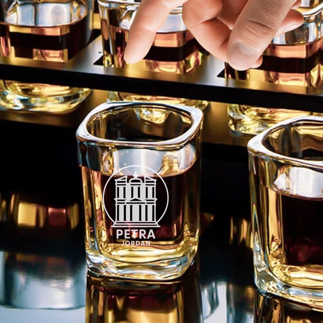 Custom Engraved Petra Jordan Shot Glass – 2.2 oz Square Glass