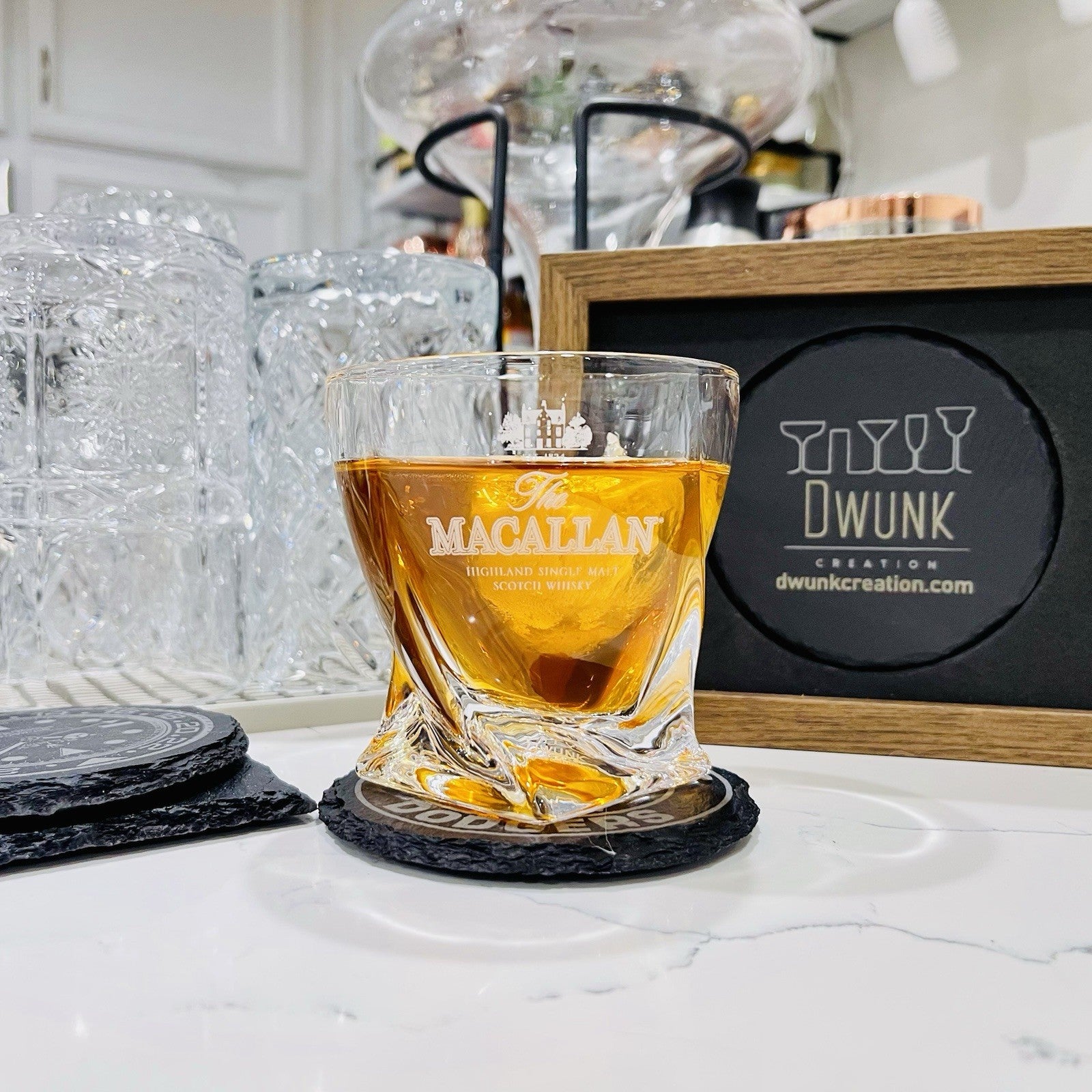 Custom Engraved The Macallan Single Malt Whiskey Glass 10 oz Twisted Rock Glass