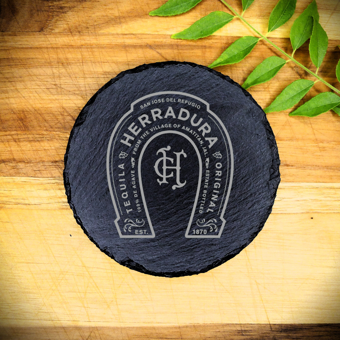 Herradura Tequila Slate Coaster Brand New Handcrafted Laser Engraved Round