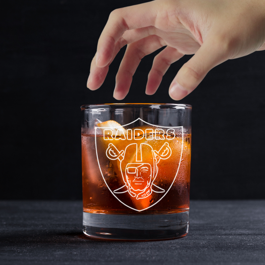Custom Engraved Las Vegas Raiders Whiskey Glass - 11 oz Rocks Glass