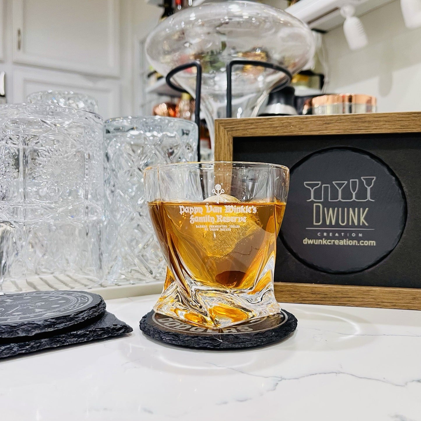 Custom Engraved Pappy Van Winkle's Family Reserve Twisted Whiskey Glass – 10 oz