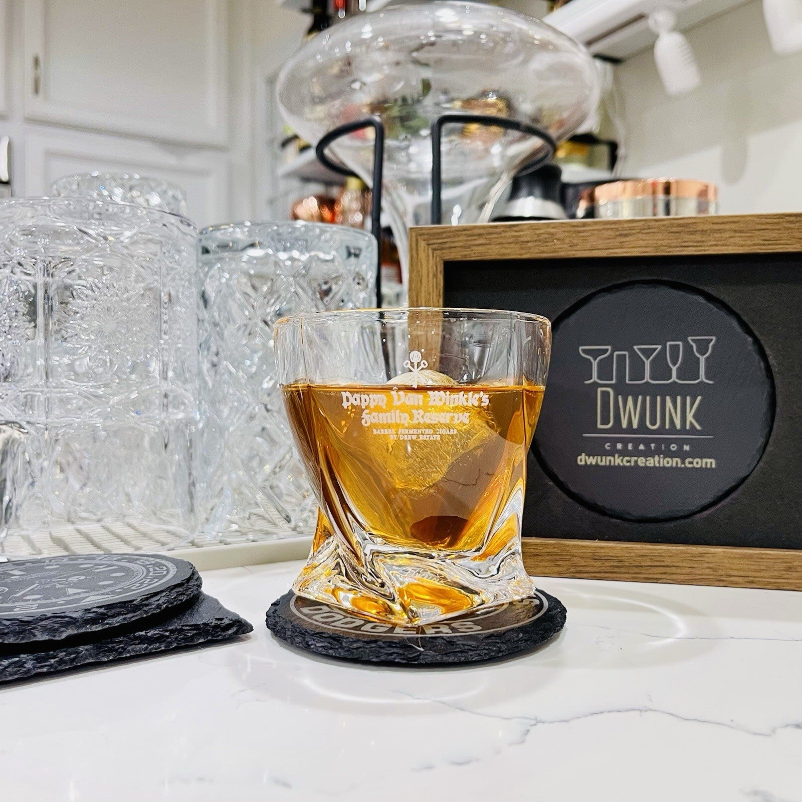Custom Engraved Pappy Van Winkle's Family Reserve Twisted Whiskey Glass – 10 oz