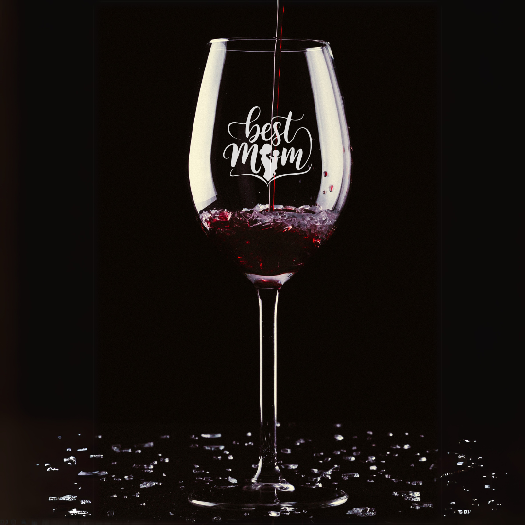 Custom Engraved Best Mom Crystal Wine Glass – 12 oz Long Stem Mothers Day Gift