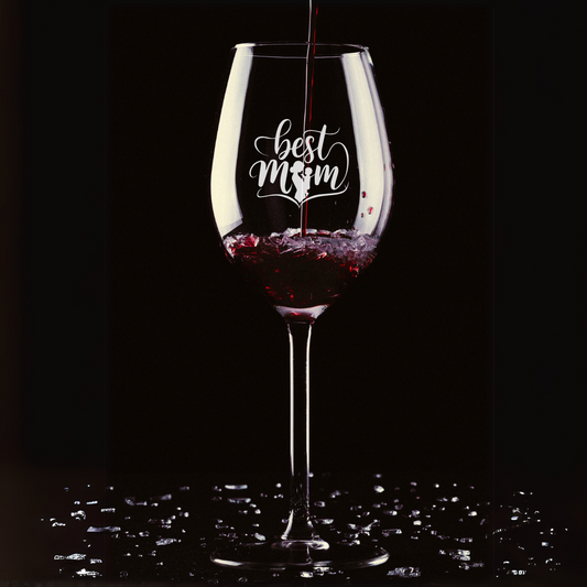 Custom Engraved Best Mom Crystal Wine Glass – 12 oz Long Stem Mothers Day Gift