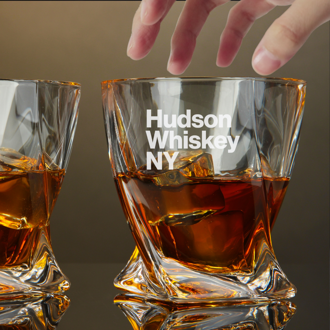 Custom Engraved Hudson Whiskey NY Glass – 10 oz Twisted Rocks Glass