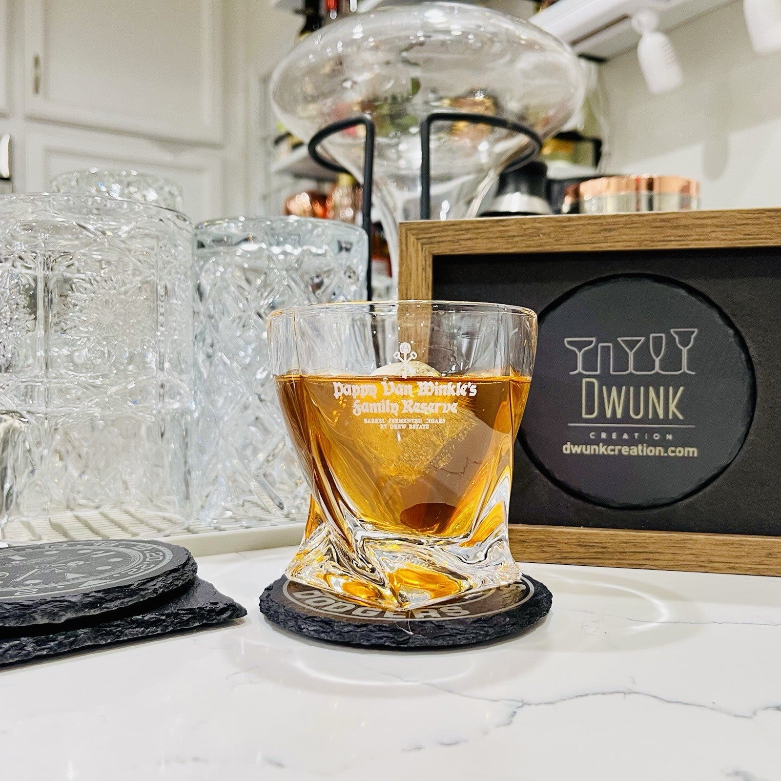 Custom Engraved Pappy Van Winkle's Family Reserve Twisted Whiskey Glass – 10 oz