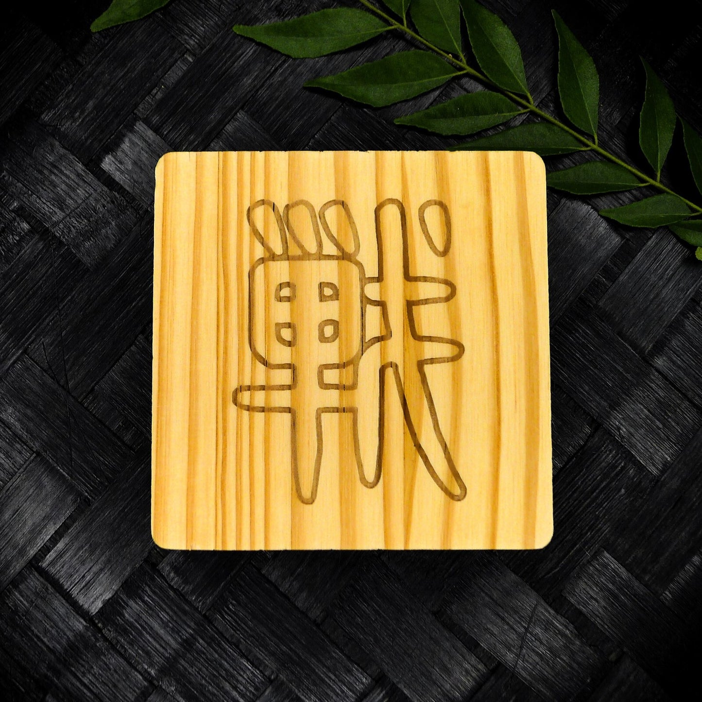Jujutsu Kaisen Inspired Wooden Coaster Set – Square Handcrafted Laser Engraved