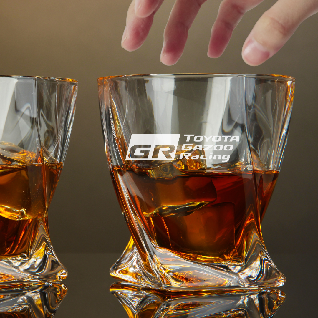 Custom Engraved Gazoo Racing Whiskey Glass – 10 oz Twisted Rocks Glass