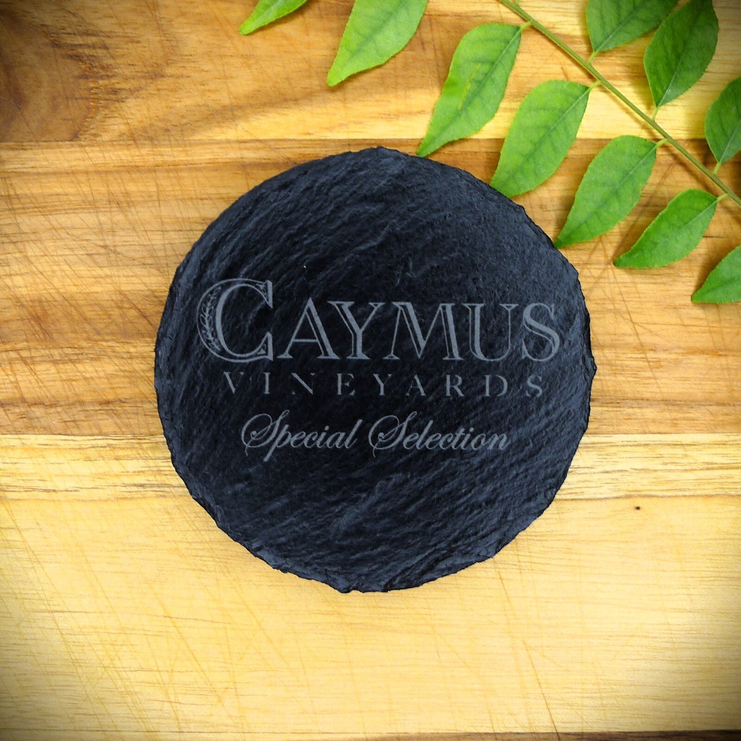 Caymus Vineyards Slate Coaster Brand New Handcrafted Laser Engraved Round