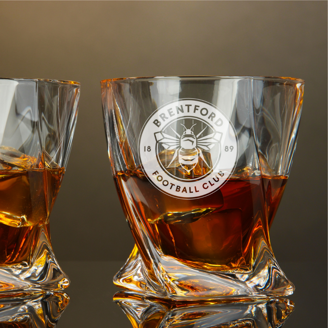 Custom Engraved Brentford Whiskey Glass – 10 oz Twisted Rocks Glass